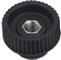 Knurled knob handwheel with threaded stainless steel through hole insert