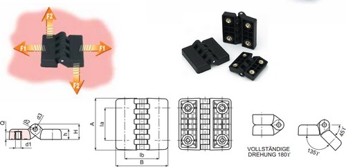 Flat hinge with threaded insert